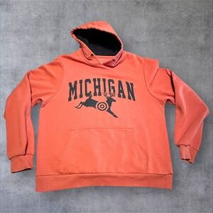 Michigan Graphic Hoodie Logan & Martin Mens L Orange Pullover Sweatshirt